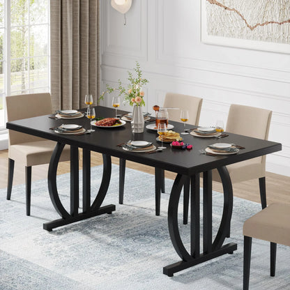 Large Dinner Table with Metal Frame