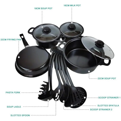 13-pc  Kitchen Cookware for Induction Cooker