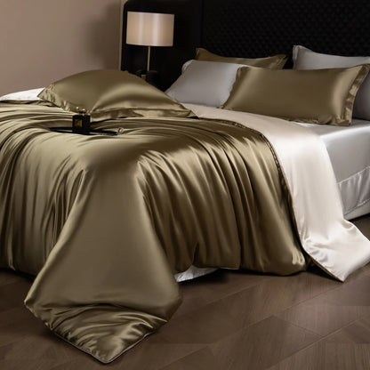 Silk Bed Sheets Set with Duvet Cover