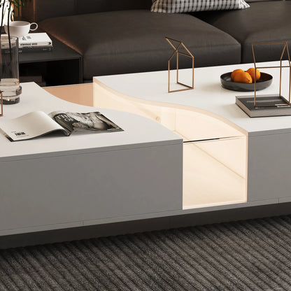 Coffee Table With 2 Drawers & Lights
