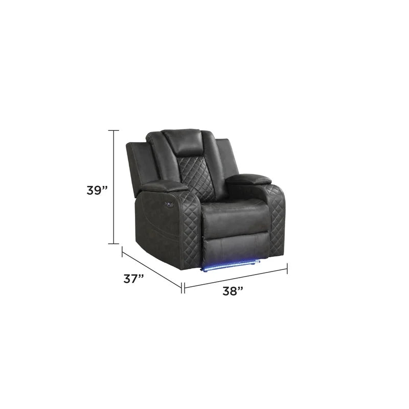 Gray Faux Leather Reclining Sofa Set