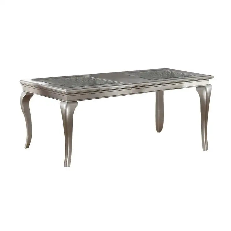 Glass Dining Table with 6 Tufted Chairs