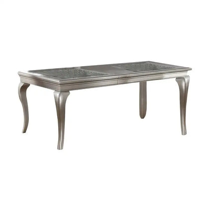 Glass Dining Table with 6 Tufted Chairs