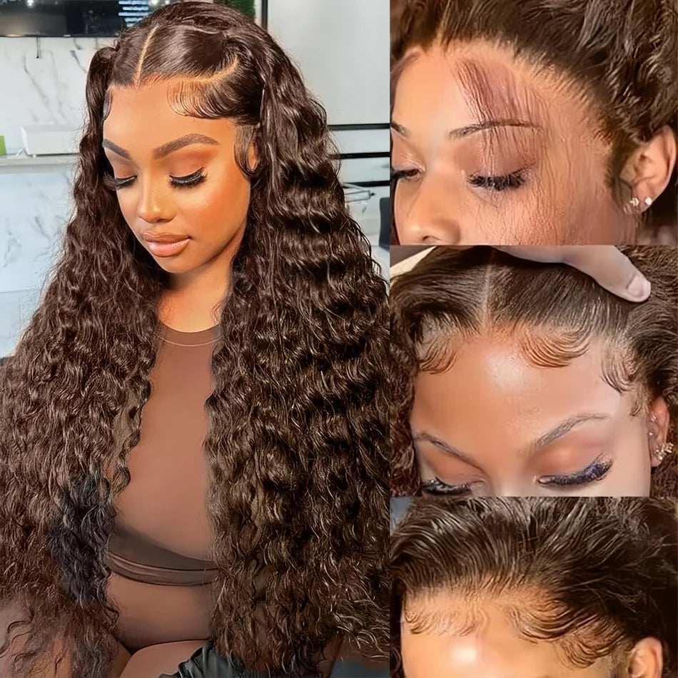 Deep Wave Chocolate Brown Human Hair Wigs
