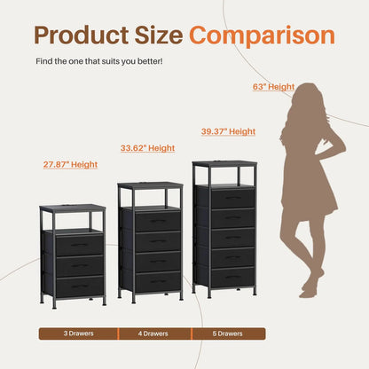 5 Fabric Drawers Nightstand