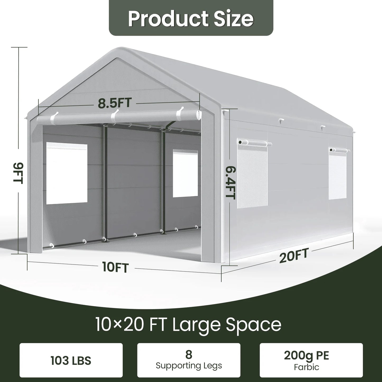 10x20 Ft, Heavy Duty Car Canopy