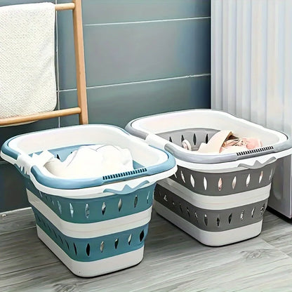 Collapsible Plastic Laundry Basket with Handles