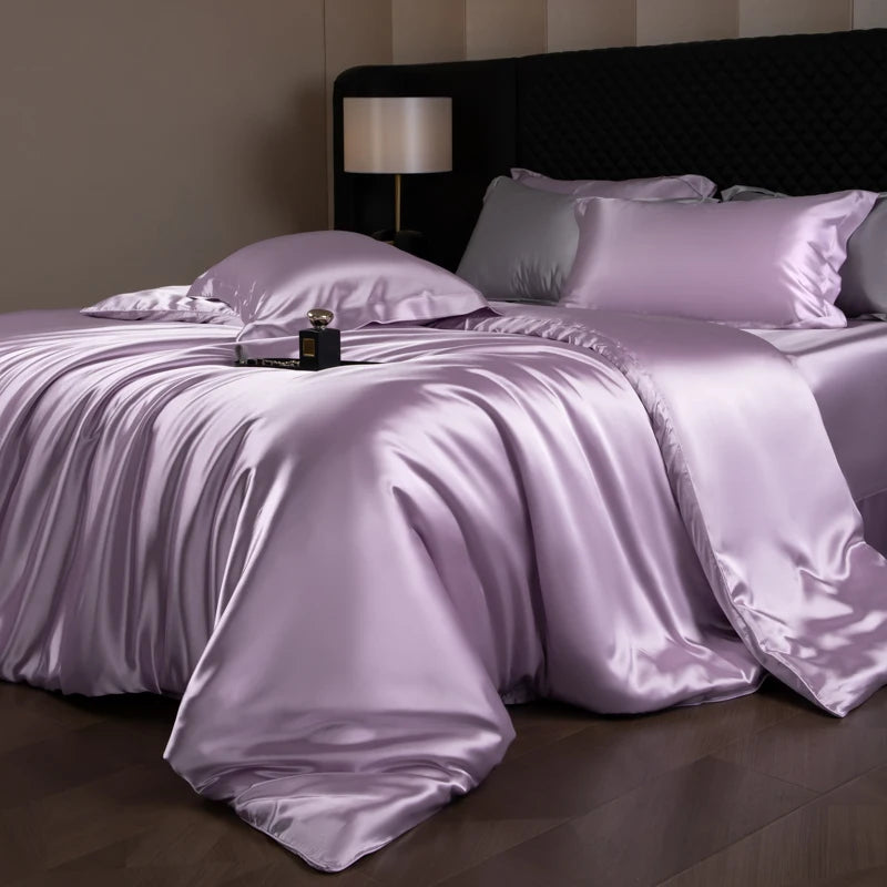 Silk Bed Sheets Set with Duvet Cover