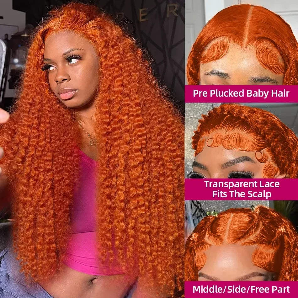 30 Inches Ginger Orange Deep Wave Wig