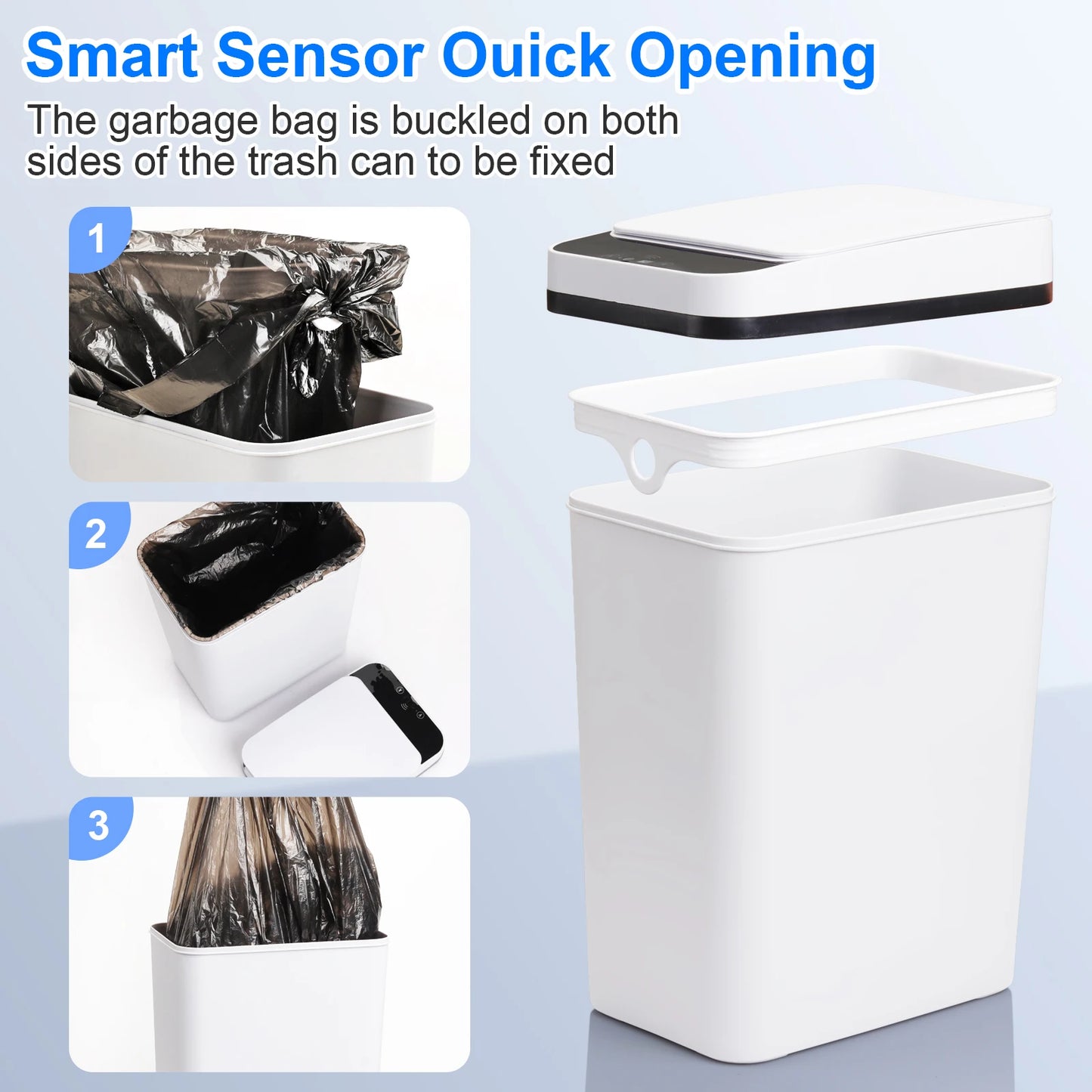 Touchless Motion Sensor Garbage Can with Lid
