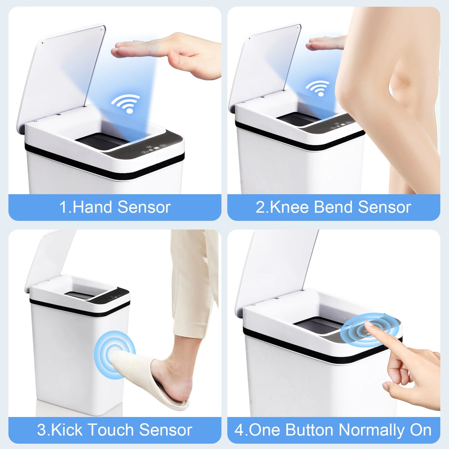 Touchless Motion Sensor Garbage Can with Lid