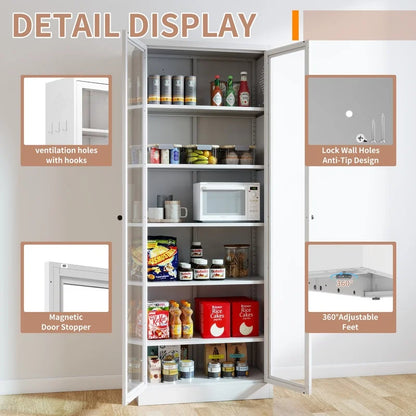 72" Freestanding Kitchen Pantry Cabinet