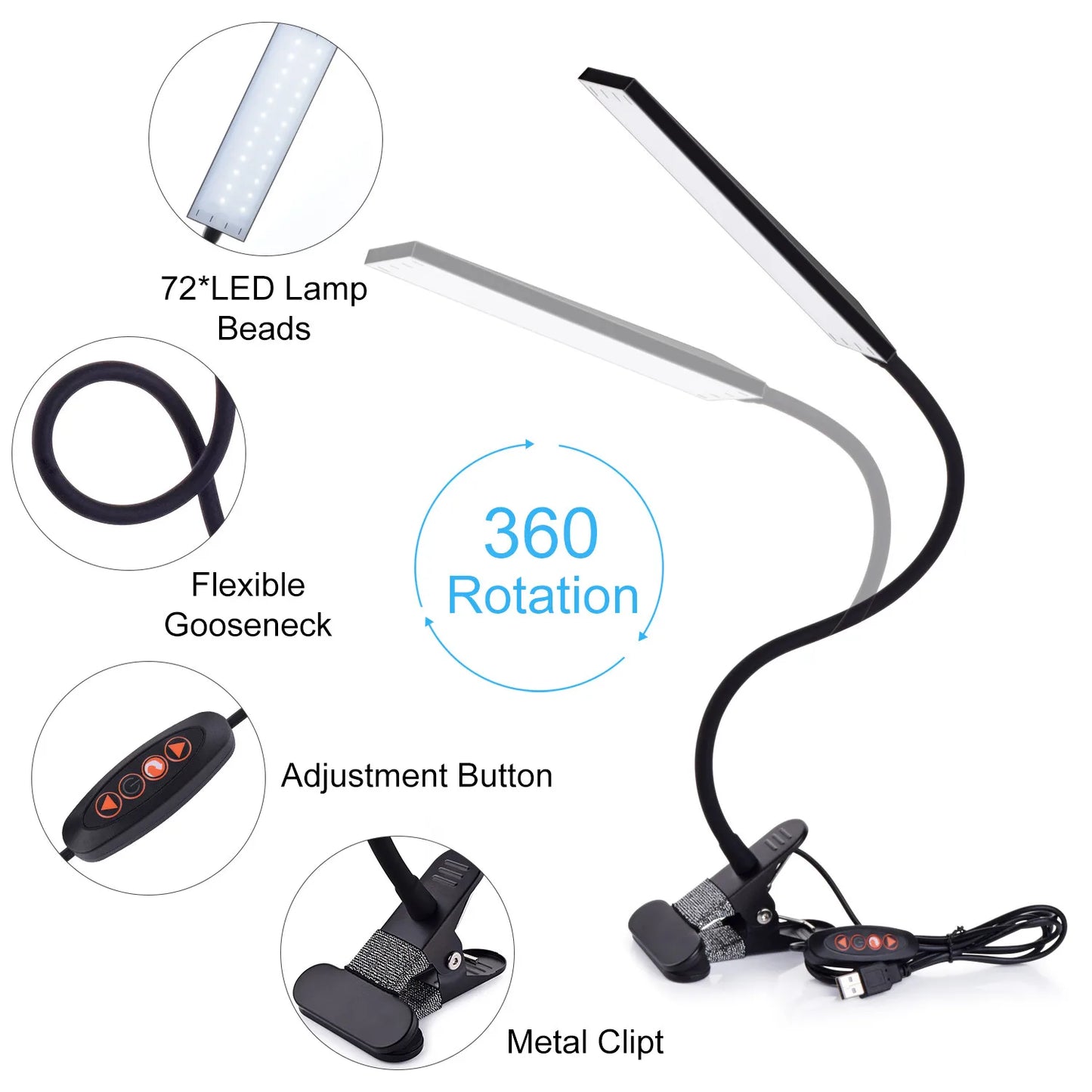 Clip on Desk Lamp with 3 Modes