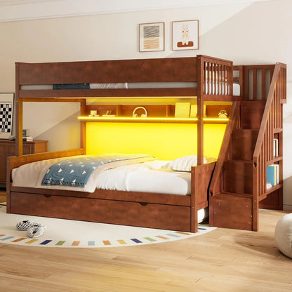 Full Bunk Bed with Desk and Bookshelves