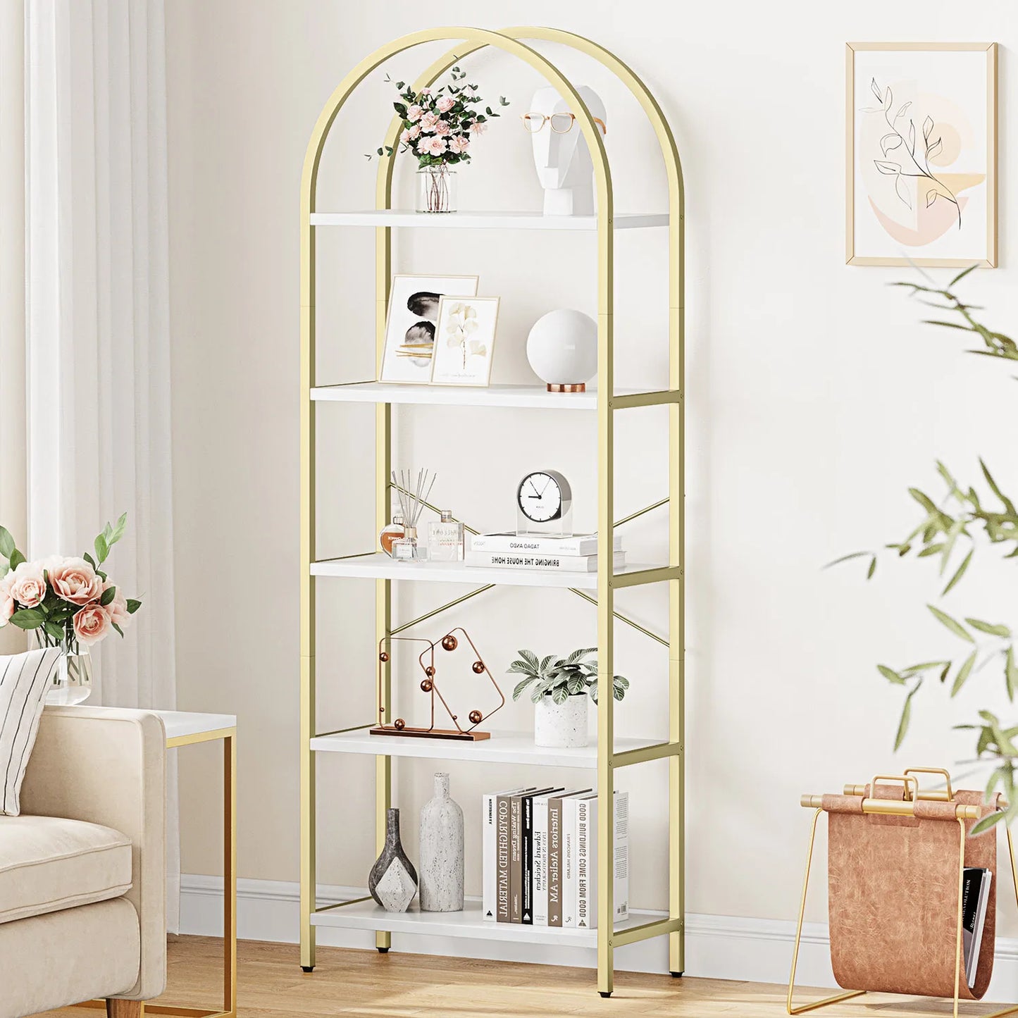 5-Tier Arched Bookshelf