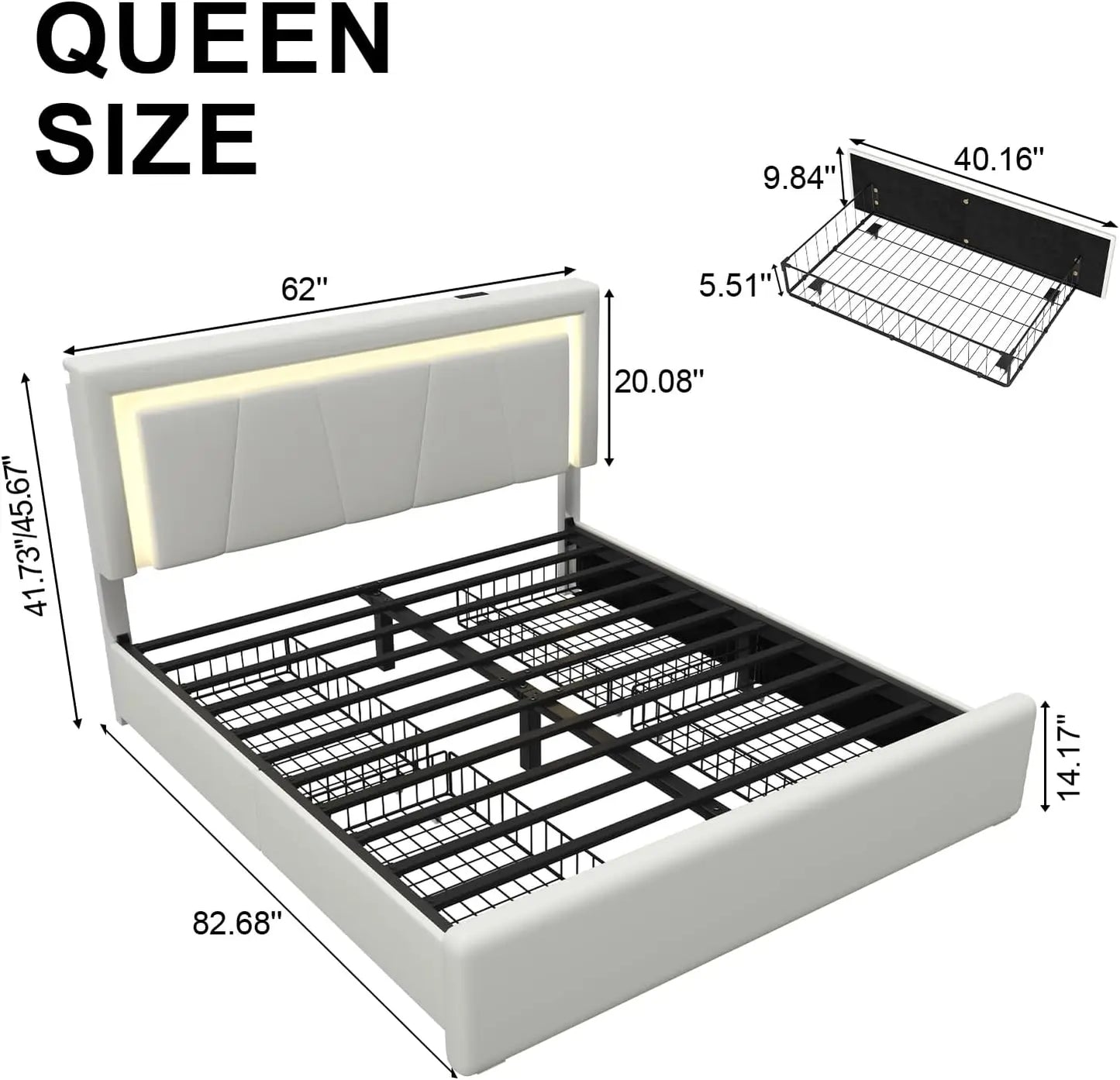 Queen Bed Frame with Storage Drawers
