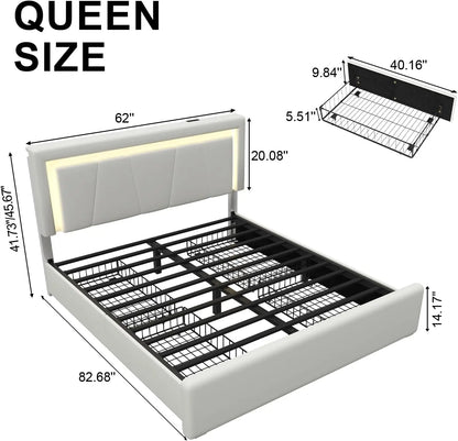 Queen Bed Frame with Storage Drawers