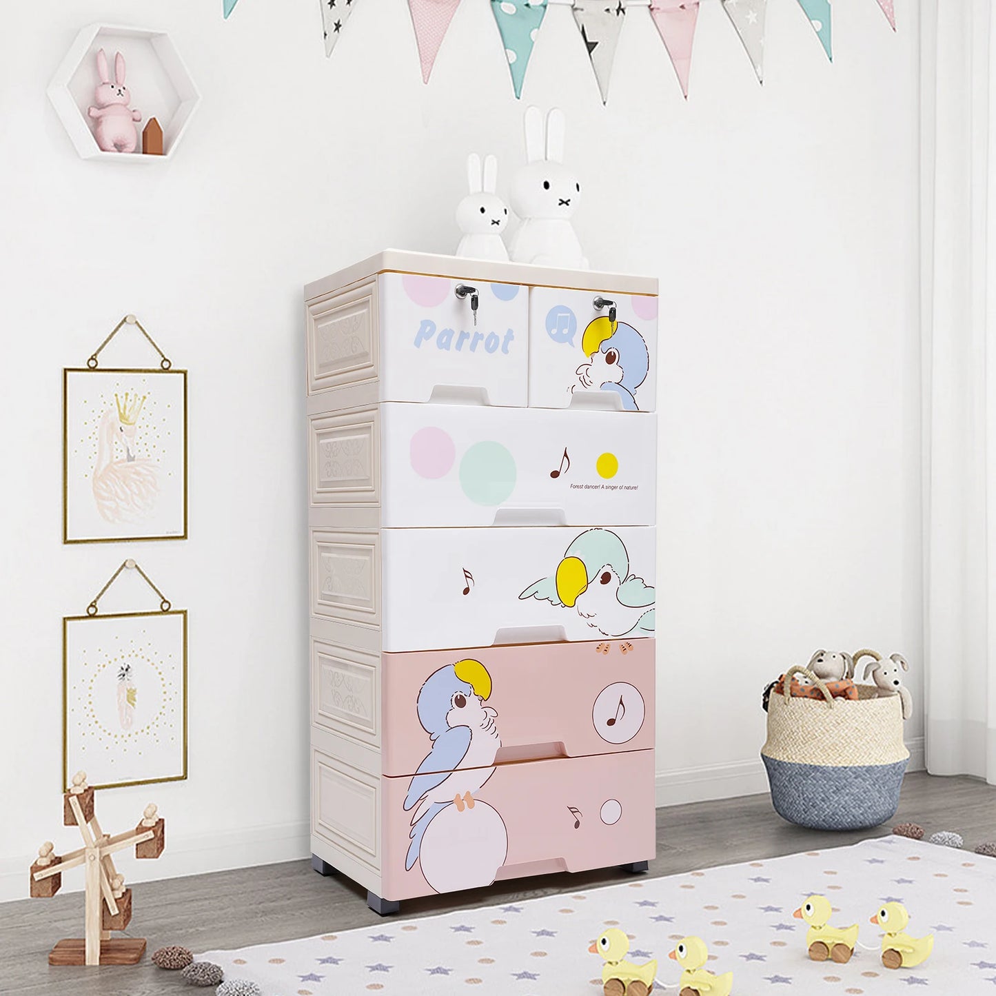 Rolling Plastic Dresser Storage Cabinet