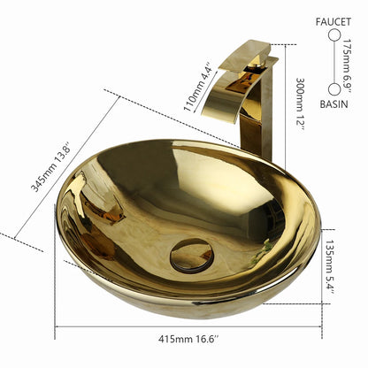 Gold Ceramic Bathroom Sink Set