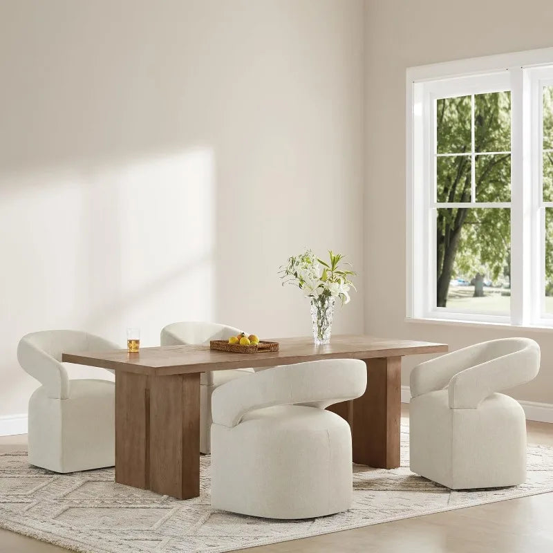 4-PC Upholstered Dining Chairs, Beige
