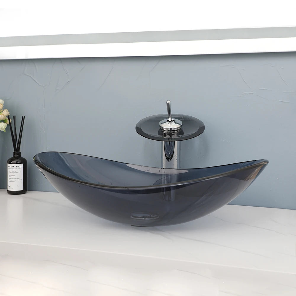 Above-Counter Sink with Waterfall Faucet