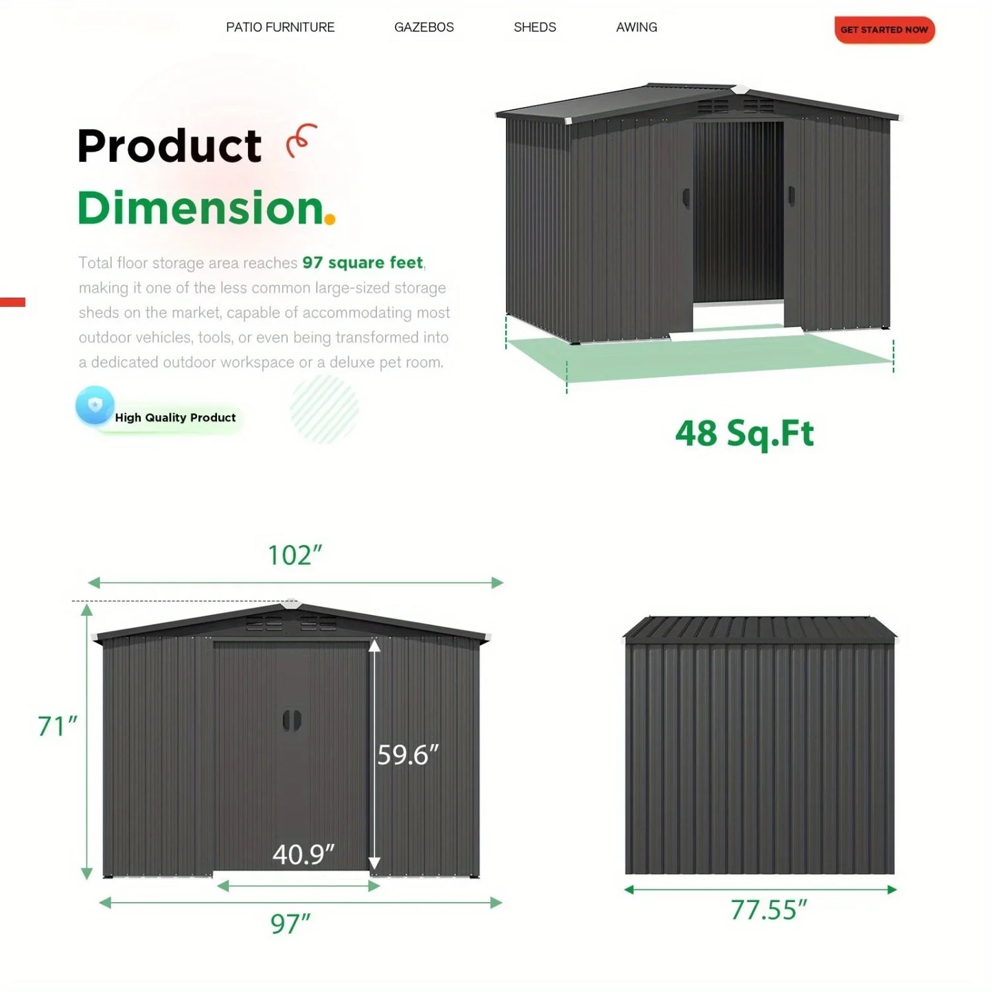 Storage Shed with Sliding Door