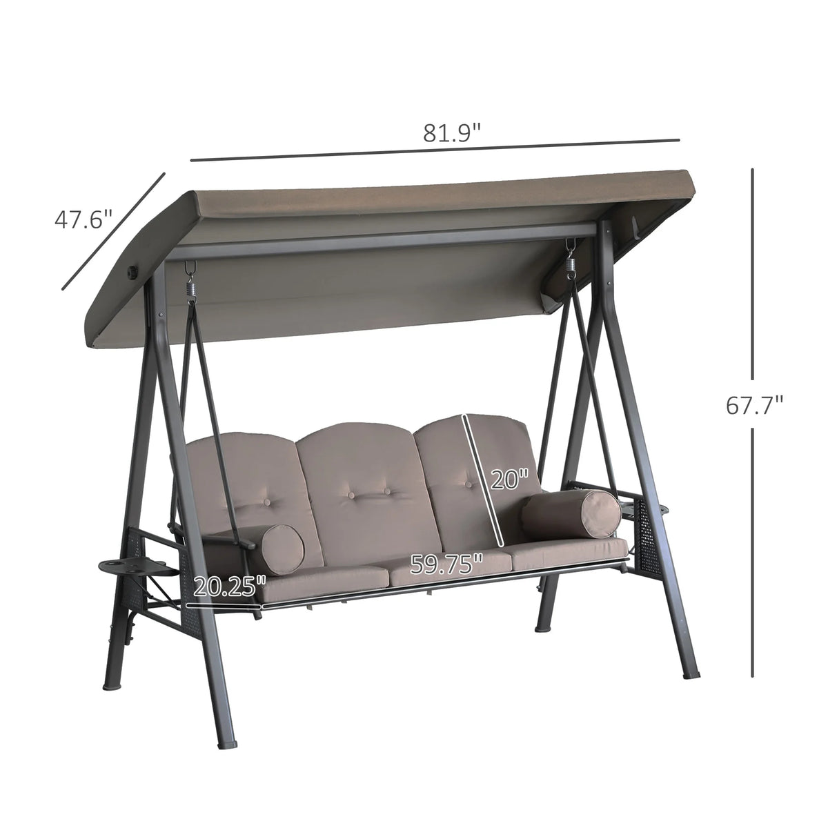 Outdoor 3‑Person Glider Swing with Canopy