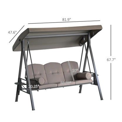 Outdoor 3‑Person Glider Swing with Canopy