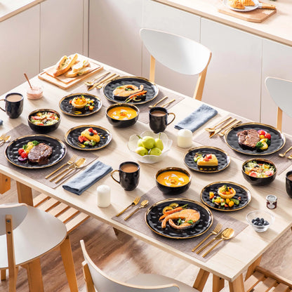 Black Porcelain Dinnerware with Gold Trim