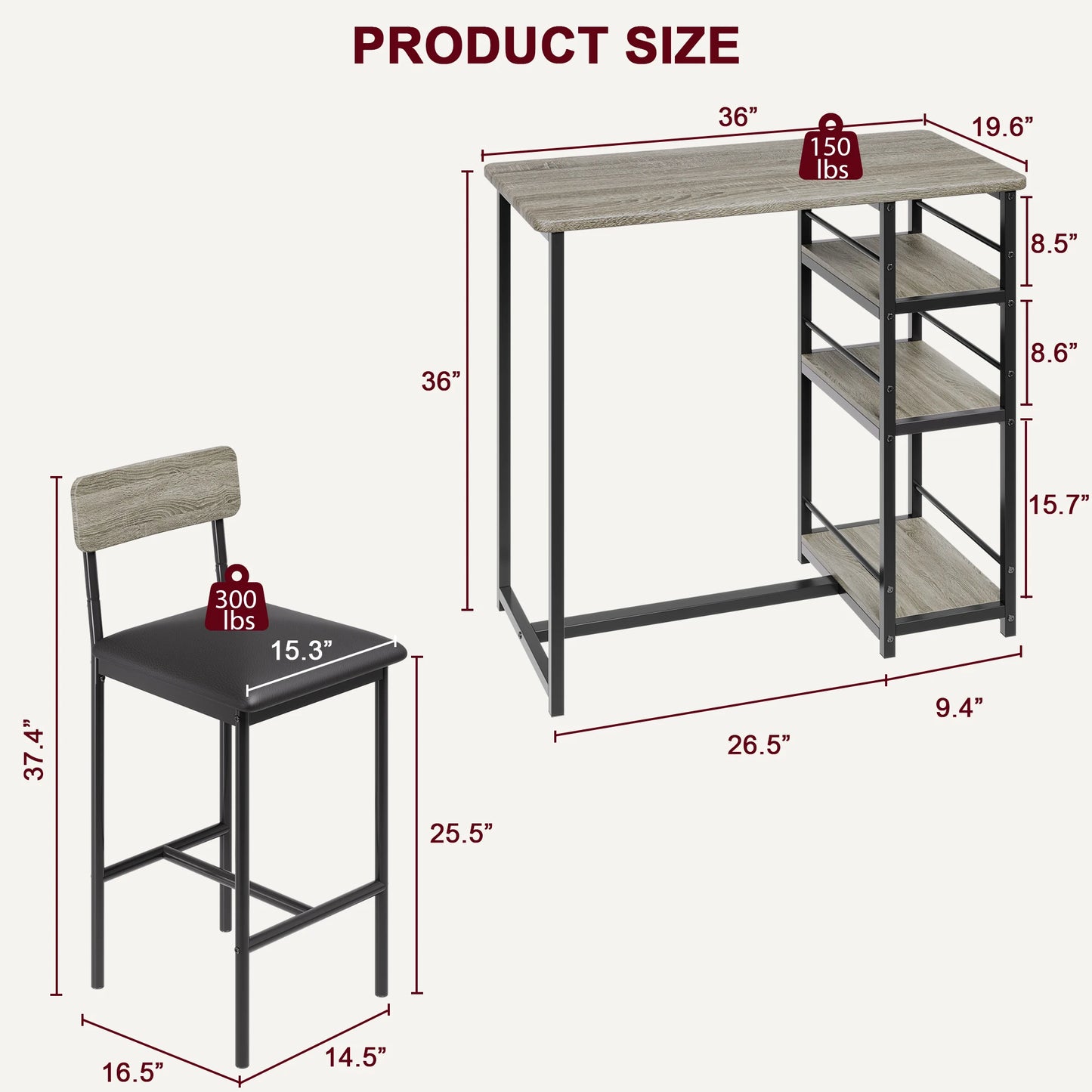 Dining Table Set with Shelves and Chairs