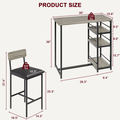 Dining Table Set with Shelves and Chairs