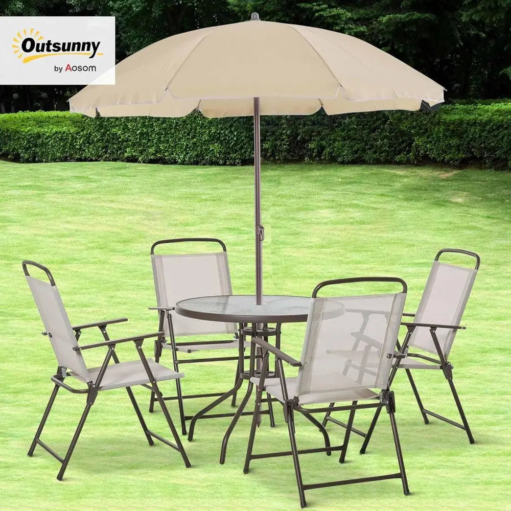 6-piece Patio Dining Set with Umbrella