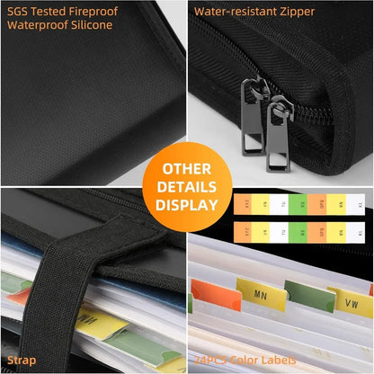 Accordion File Organizer, Fireproof, 13 Pocket