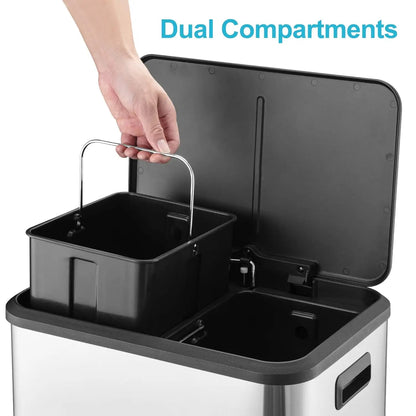 Dual Trash Can, Stainless Steel