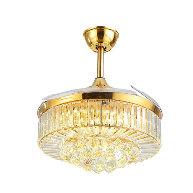 Ceiling Fan and Crystal Retractable Chandelier