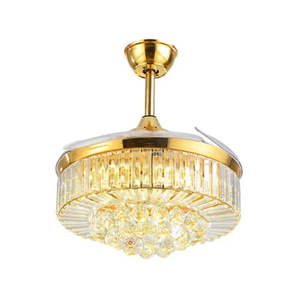 Ceiling Fan and Crystal Retractable Chandelier