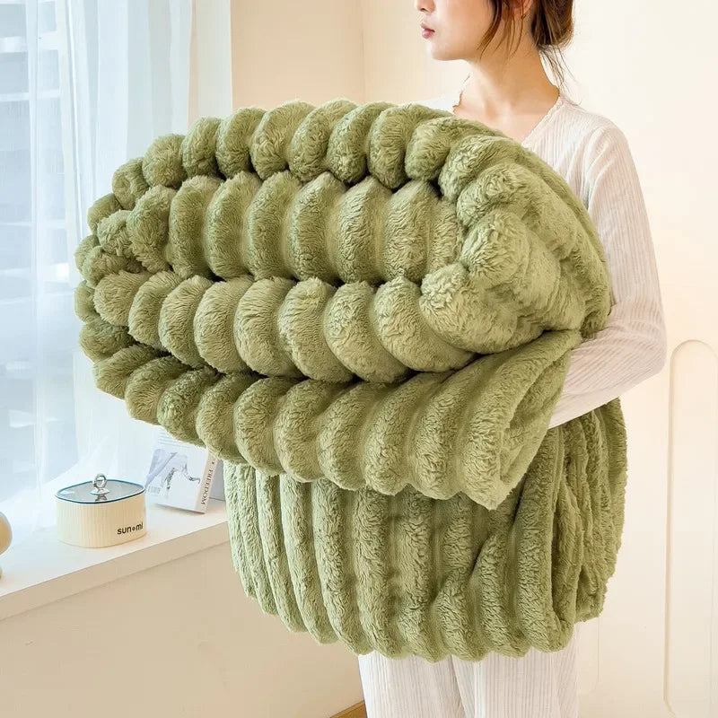 Wide Striped Flannel Multifunctional Blanket