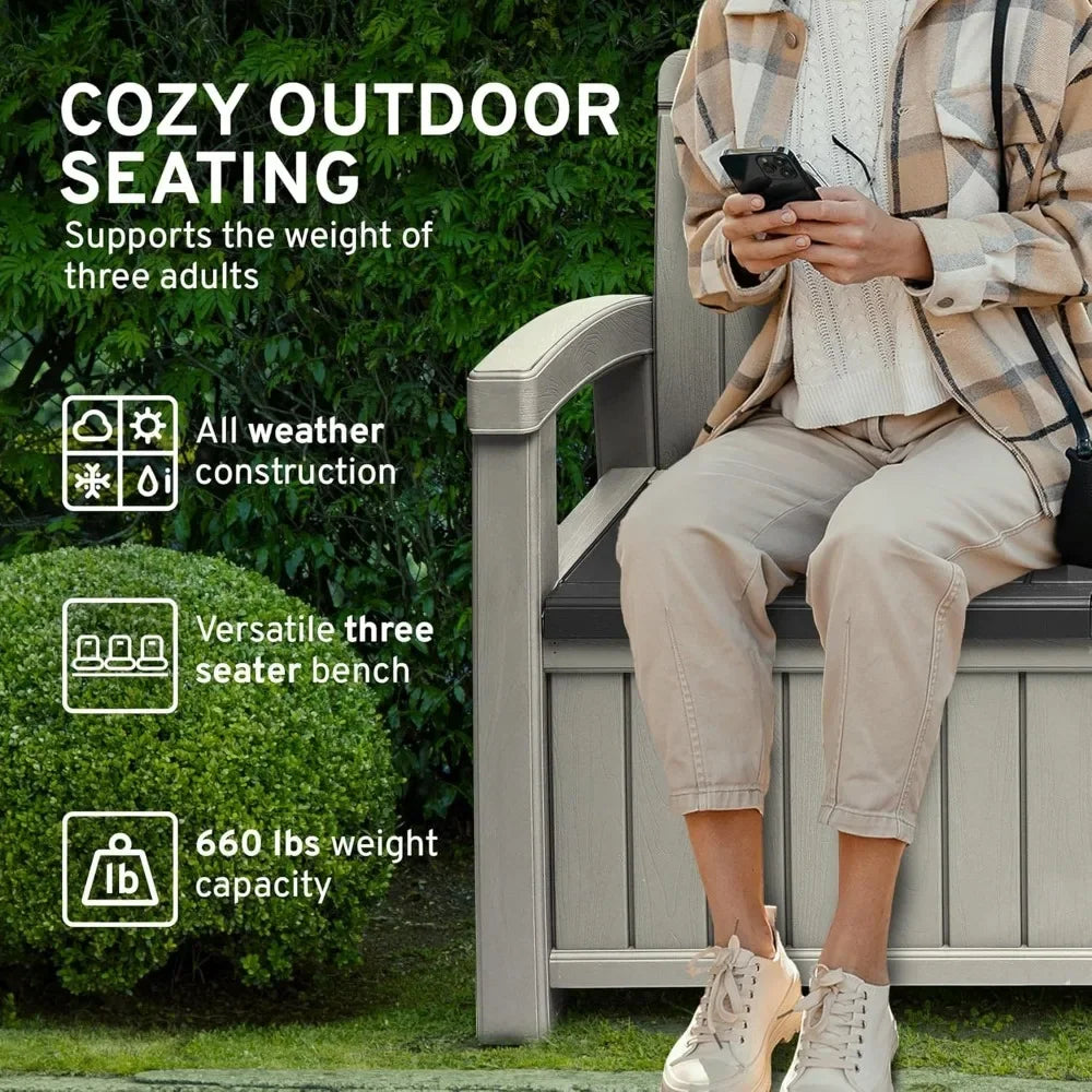 3 Seat Outdoor Resin Storage Bench
