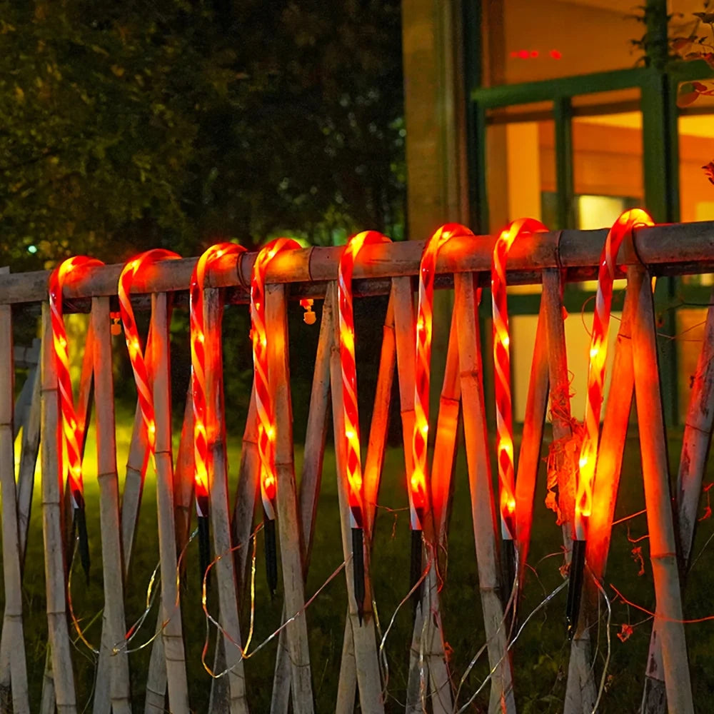 12PCS Solar-Powered Candy Cane Christmas Lights