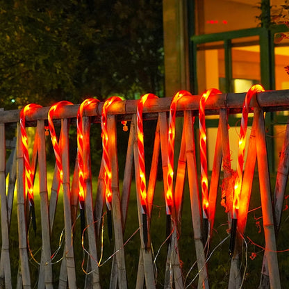 12PCS Solar-Powered Candy Cane Christmas Lights