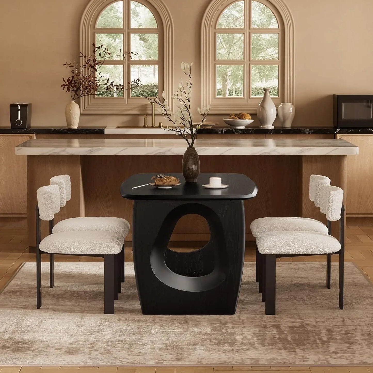 Modern Rectangular Dining Table with Pedestal Base