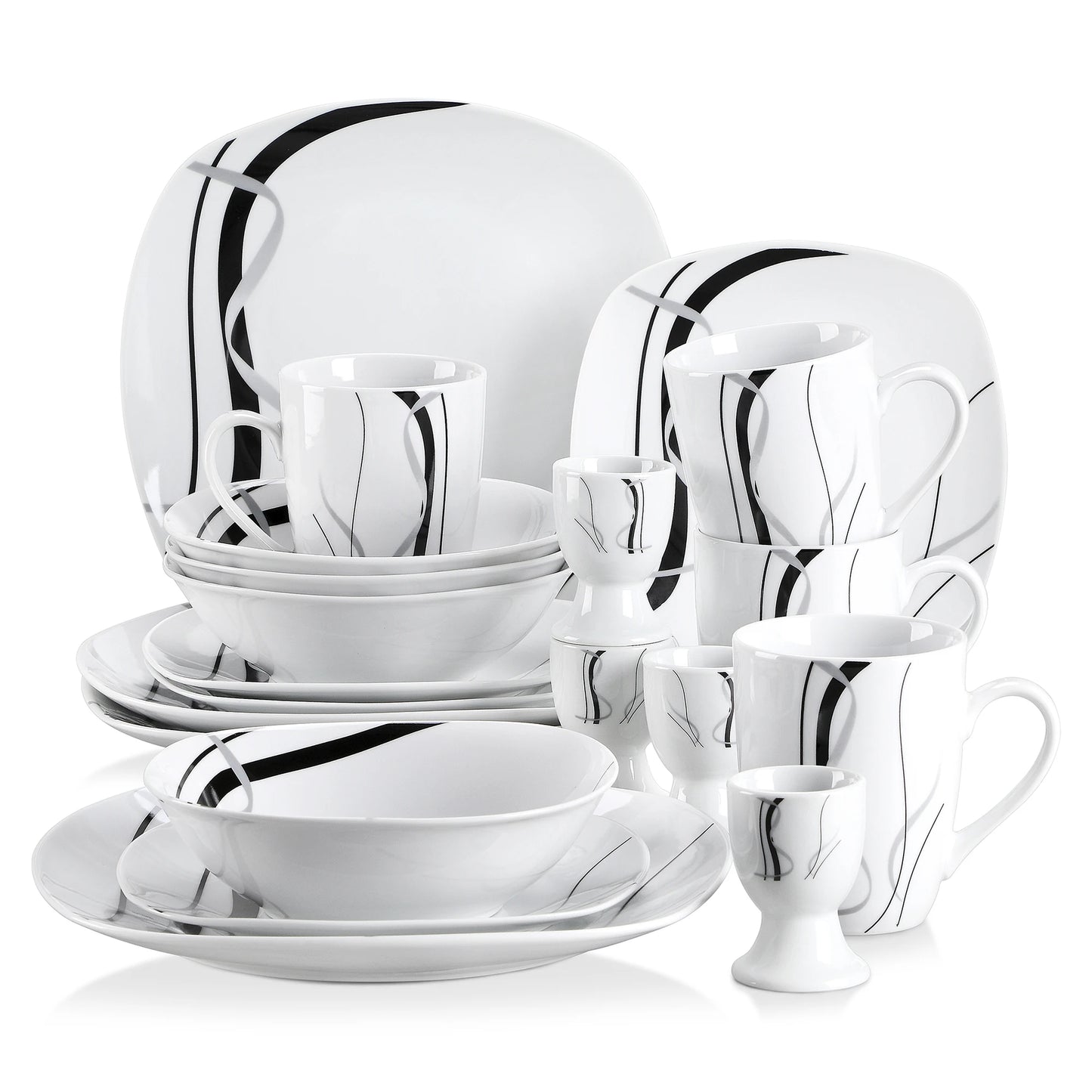 Black Stripe Dinner Plate Combo Set
