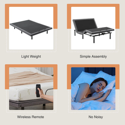 Ergonomic Adjustable Bed Frame with Wireless Remote