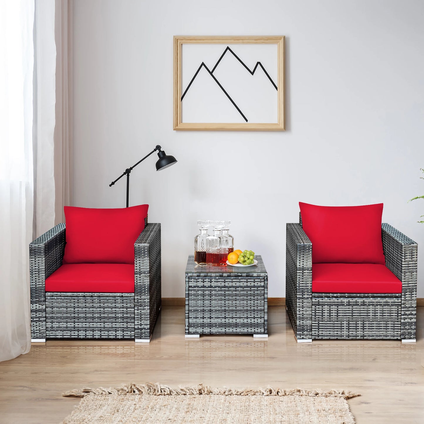 3 PC Patio Rattan Furniture