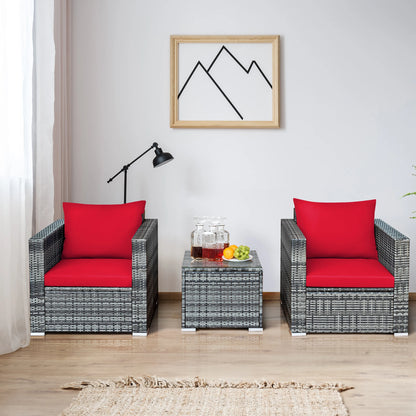 3 PC Patio Rattan Furniture