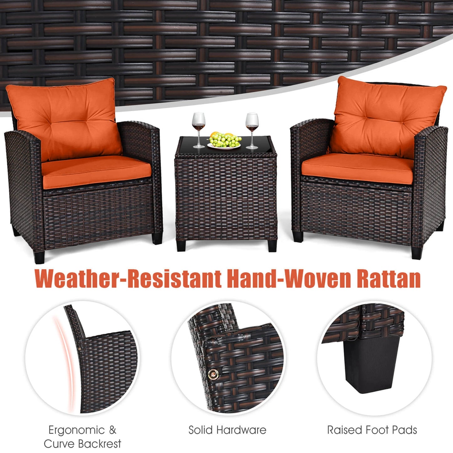 3-pc Rattan Furniture Set