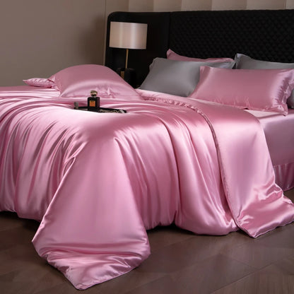 Silk Bed Sheets Set with Duvet Cover