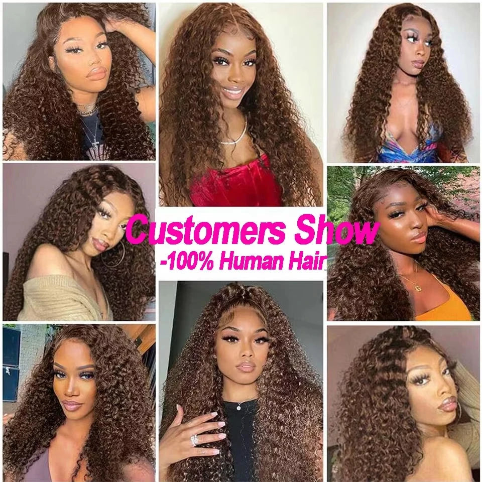 Lace Frontal Wig  Water Wave Chocolate Brown