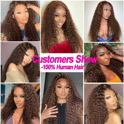 Lace Frontal Wig  Water Wave Chocolate Brown