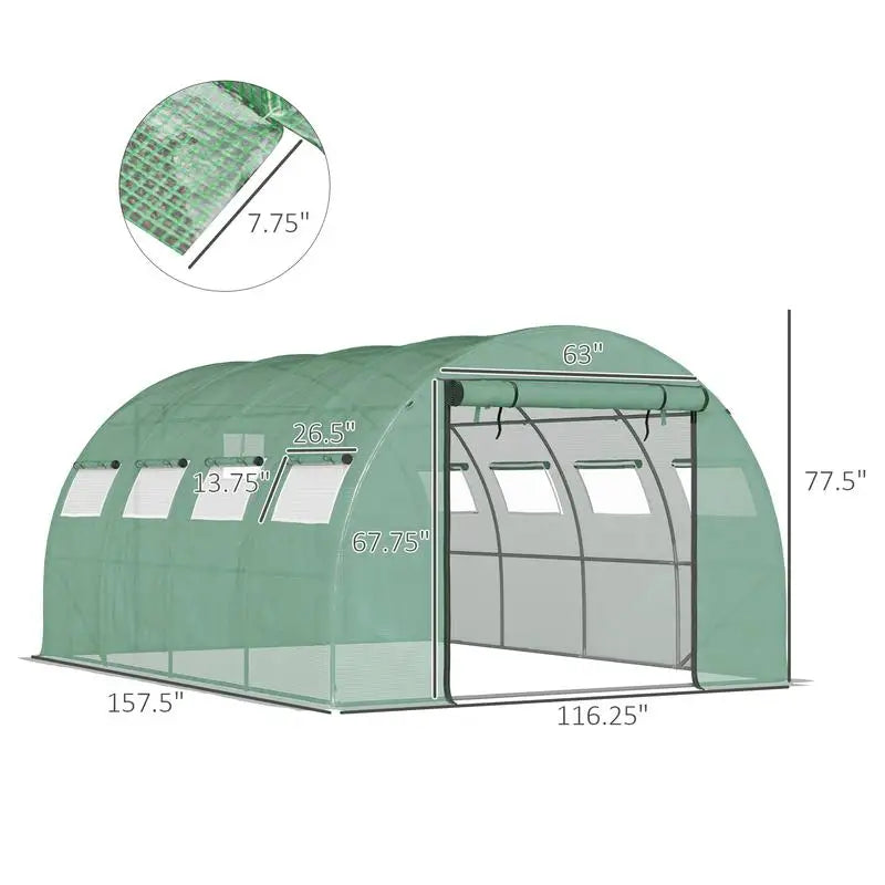 13'x10'x6.5' Walk-in Tunnel Greenhouse